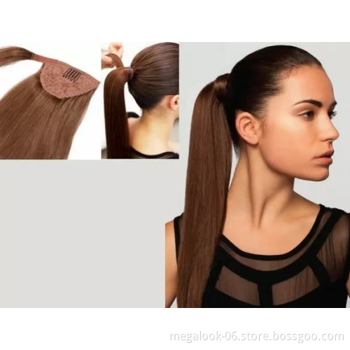 Cheap Kinky Straight Human Hair Ponytail Virgin Brazilian Yaki Straight Ponytails For Black Women